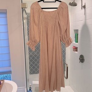 OPT pink gingham midi dress